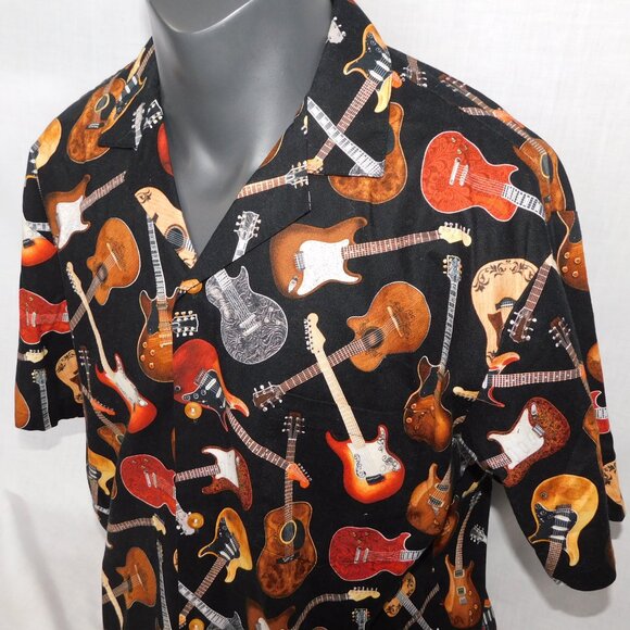 Paradise Found Mens L Acoustic Electric Guitars Allover Print Hawaiian Shirt - Picture 8 of 13